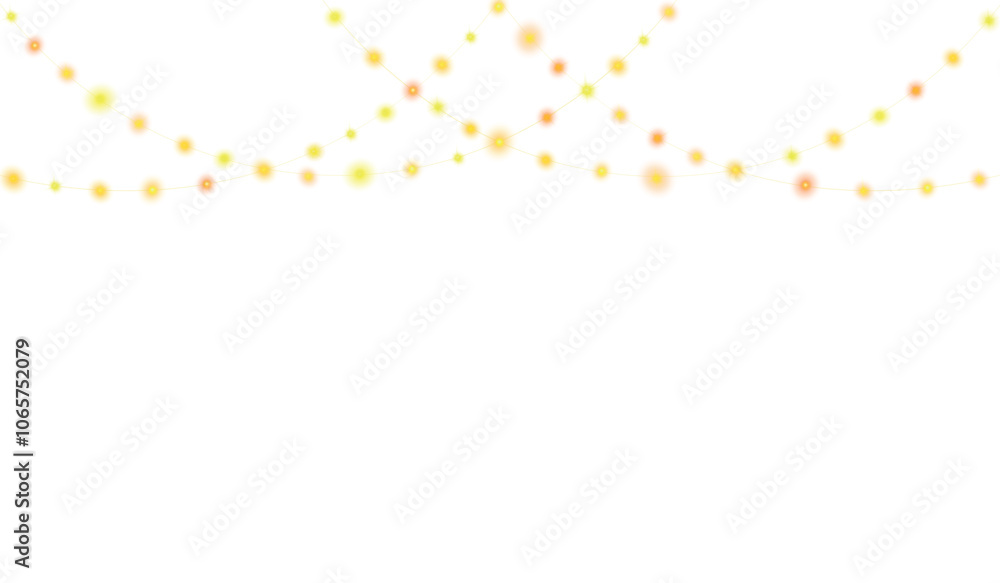 Isolated string lights.Decorative light garland