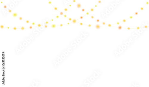 Isolated string lights.Decorative light garland