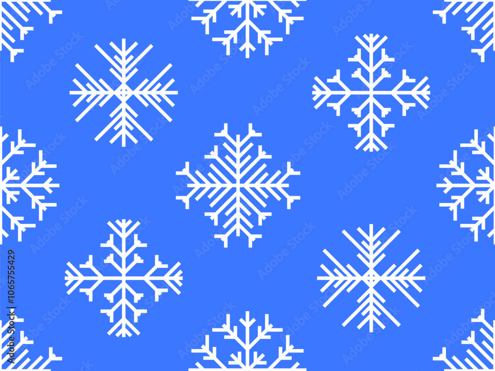 Snowflakes seamless pattern. Winter background with geometric snowflakes of different shapes. Christmas and New Year design for wallpaper, wrappers and covers. Vector illustration Snowflakes seamless pattern. Winter background with geometric snowflakes of different shapes. Christmas and New Year design for wallpaper, wrappers and covers. Vector illustration
