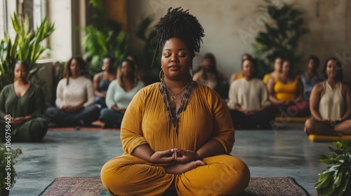 Inclusive Group Meditation Session in Serene Studio Featuring Diverse Participants photo