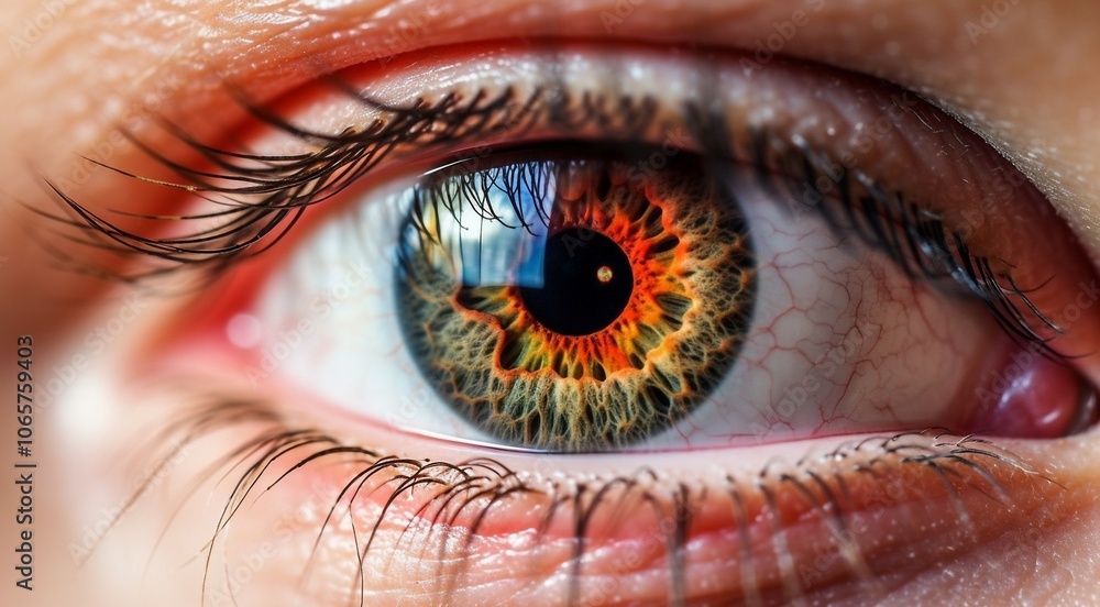 Fototapeta premium close up of colored eye, macro view of an eye