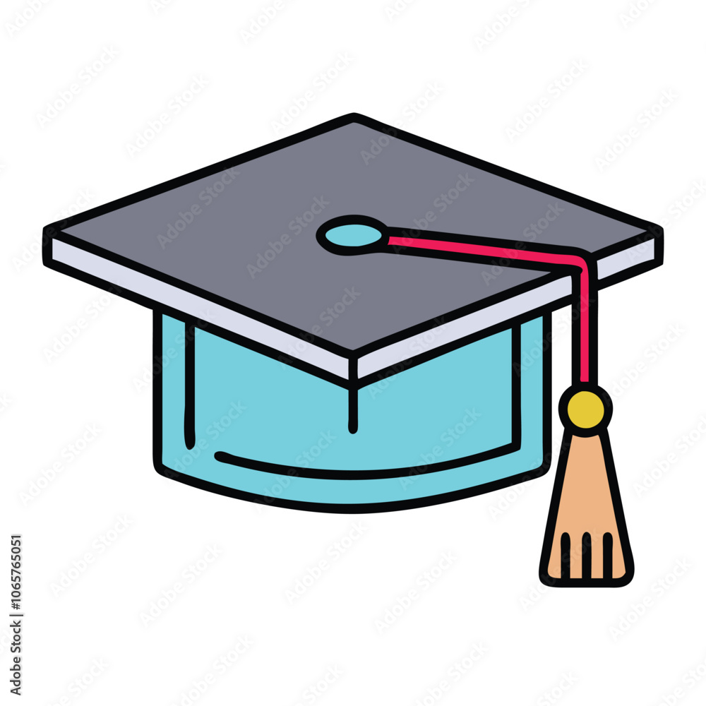 Graduation Cap Icon with Red and Gold Tassel, Icon of a graduation cap ...