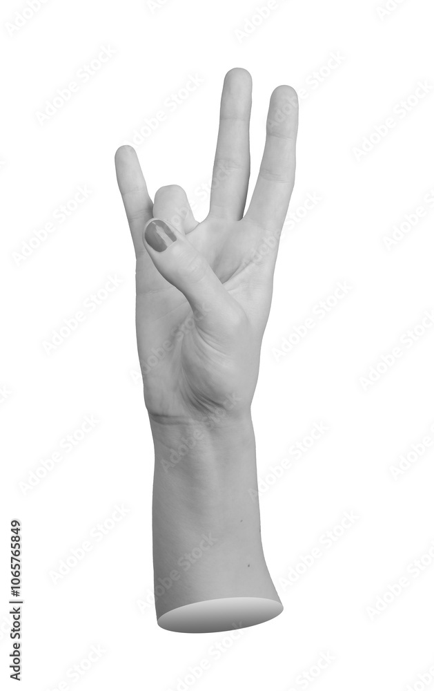 Fototapeta premium hand gesture with the thumb holding down the ring finger, the number 7 in sign language, isolated on a white background.