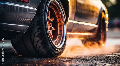 Wallpaper Mural close up of a sports car doing burnout on the street, sports car on the track Torontodigital.ca