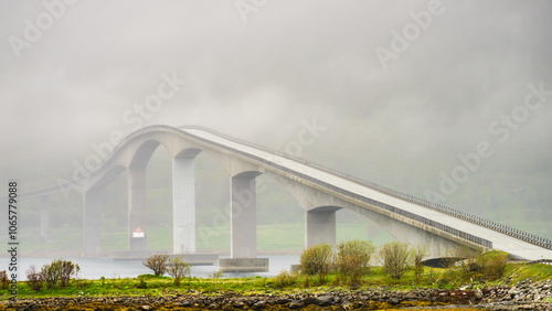 Bridge over fjord, Lofoten islands Norway photo