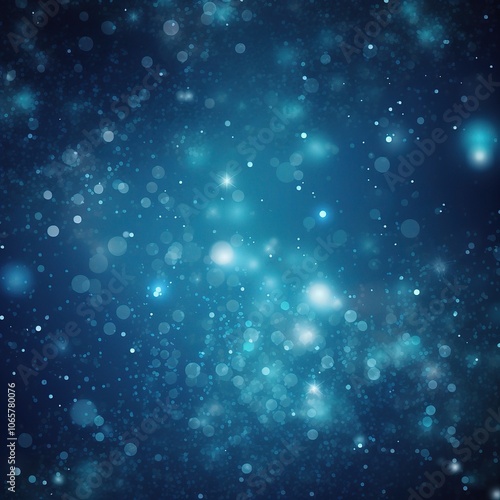 Mystic Blue Bokeh Background with Glowing Stars
