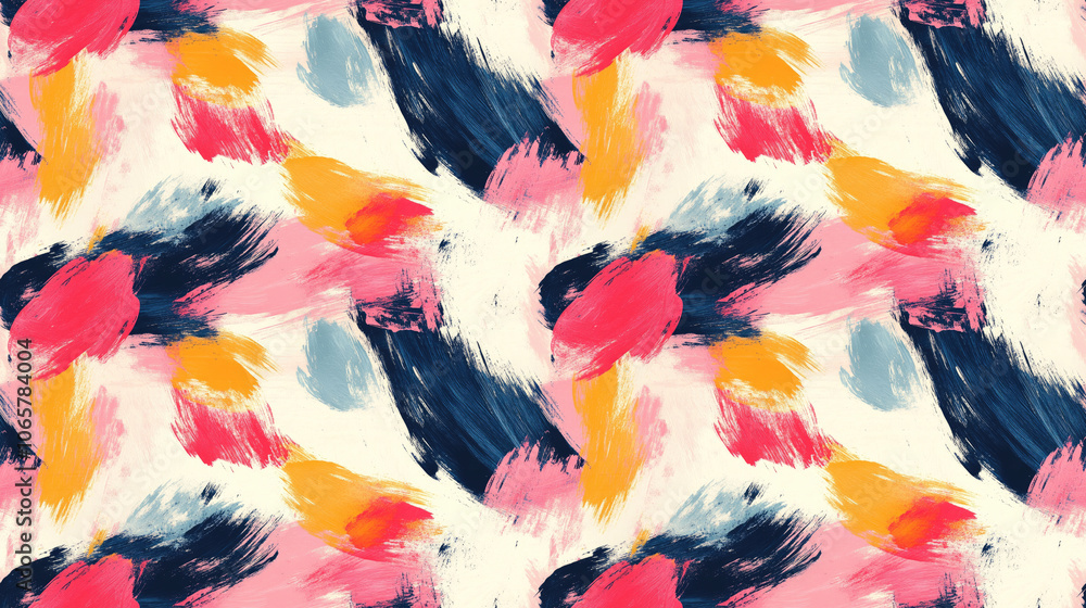 Fototapeta premium Brushed painted abstract background with a seamless pattern of vibrant colors ideal for textile design and modern art applications