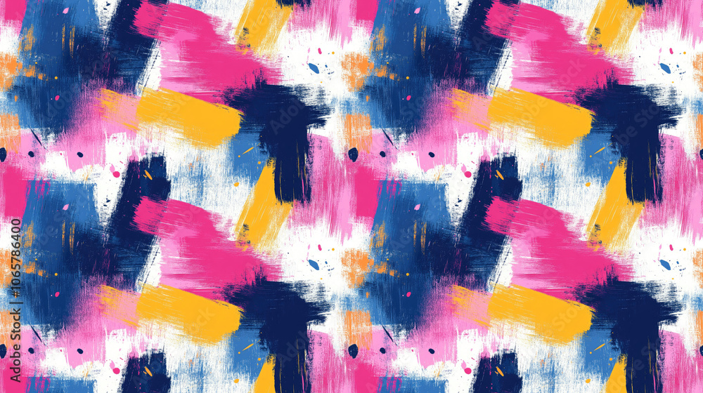 Fototapeta premium Brushed abstract pattern with vibrant paint strokes ideal for modern design projects textiles and wallpapers