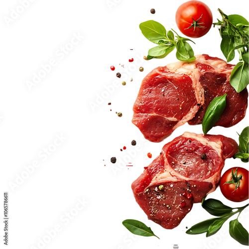 Raw meat with spices