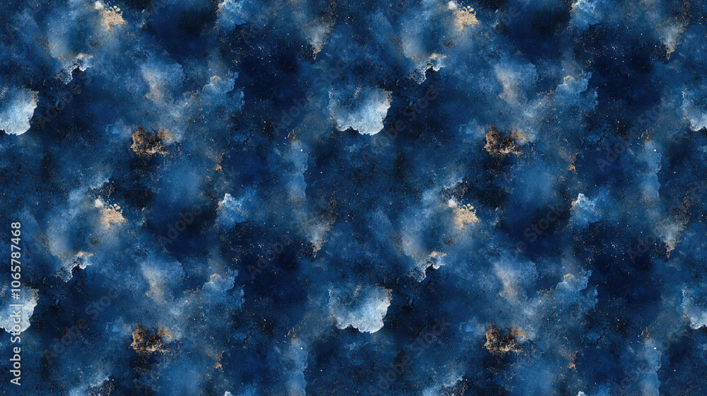 Fototapeta premium Artistic seamless pattern of hand painted dark blue grunge texture featuring mottled watercolor effects ideal for background design and print applications