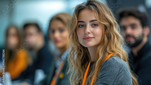 Wallpaper Mural Confident Woman at Business Conference Torontodigital.ca