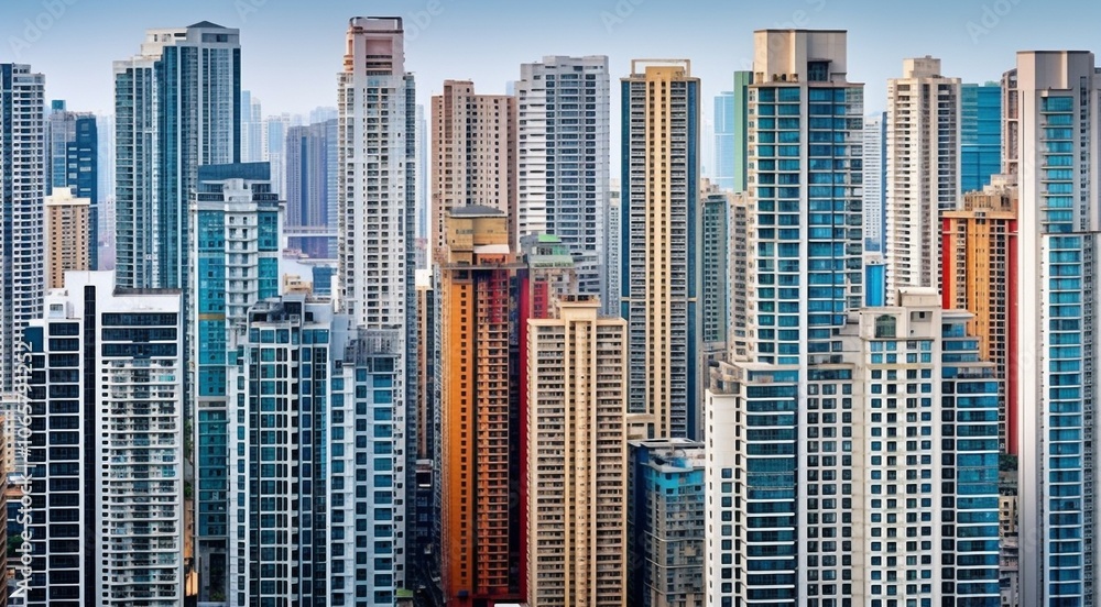 Fototapeta premium panoramic view of the city, aerial view of the city, buildings scene, biuldings in the city, top view of buildings in the city