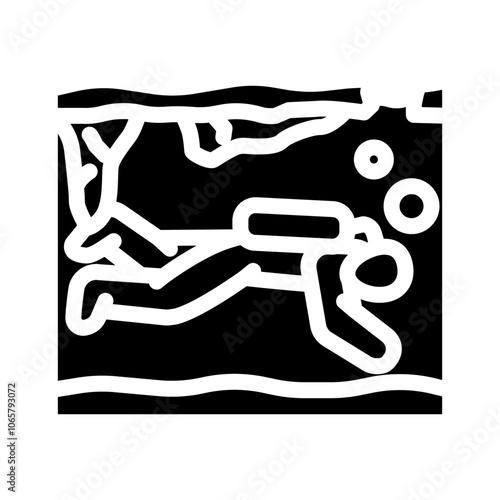 ice diving winter sport glyph icon vector. ice diving winter sport sign. isolated symbol illustration