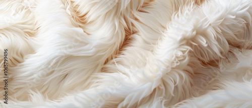 Soft, creamy white fur ripples luxuriously, bringing a sense of warmth and coziness to the textured fabric surface.