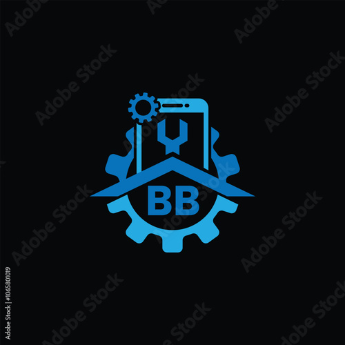 Abstract Mobile Repair Symbol With Letter BB