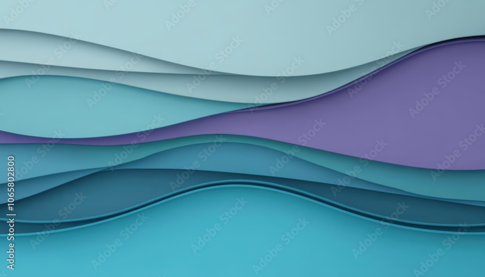 Obraz premium A visually appealing abstract design featuring soft waves of various shades of blue and purple, ideal for backgrounds in digital media, website design, or print materials
