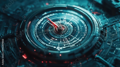 Wallpaper Mural A futuristic digital interface with a circular design and glowing elements. Torontodigital.ca