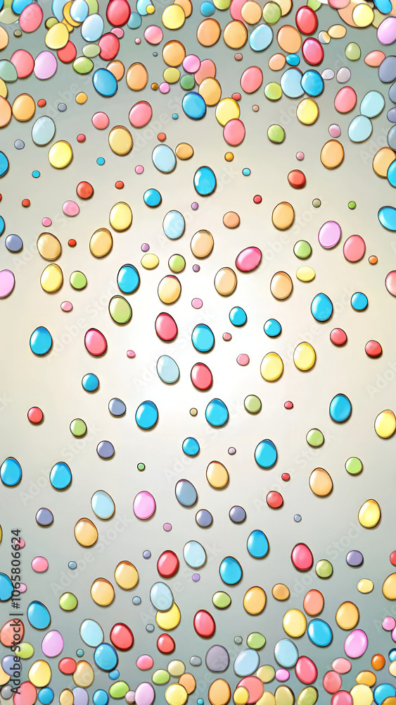 Obraz premium Colorful candy-inspired background with rainbow droplets on light surface