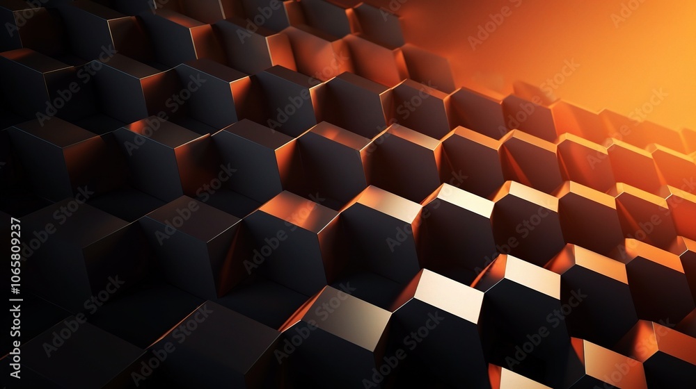 Fototapeta premium Abstract Hexagonal Pattern with Warm Lighting