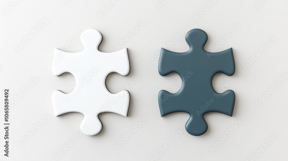 3D Rendering of Two Jagged Edge Puzzle Pieces 3D Rendering of Two Jagged Edge Puzzle Pieces