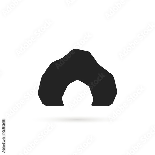 simple black cave icon with shadow
