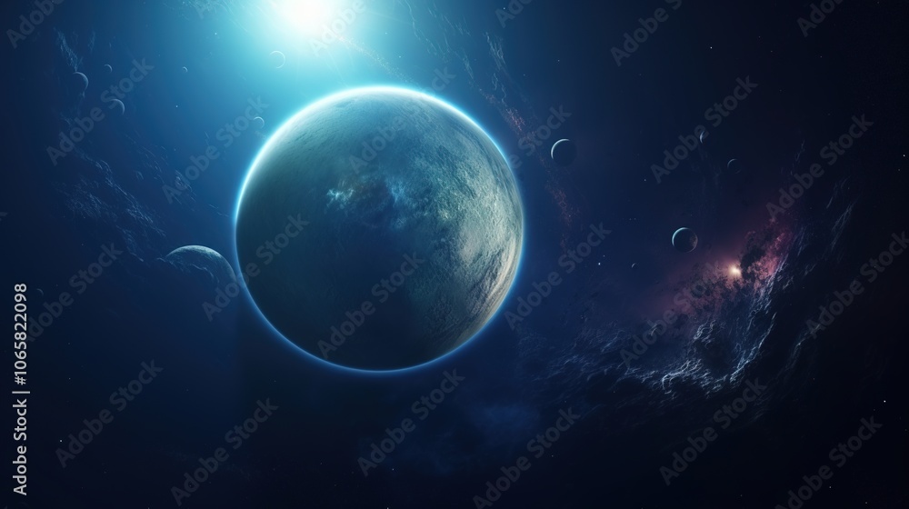 Obraz premium Celestial Scene with Planet and Starry Background
