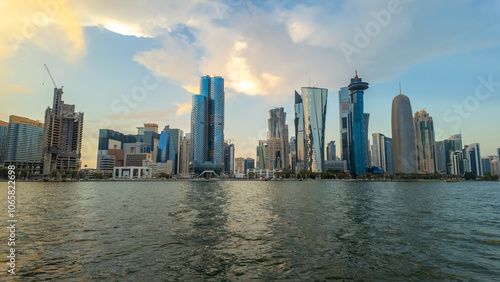 Wallpaper Mural Dhow Cruise during sunset time at Dhow harbour background skyscrapers. Torontodigital.ca