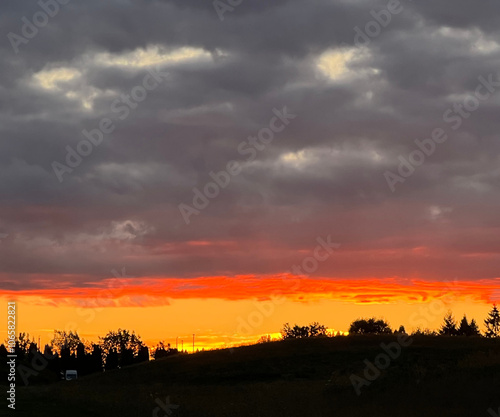 Wallpaper Mural orange grey and yellow clouds at sunset Torontodigital.ca