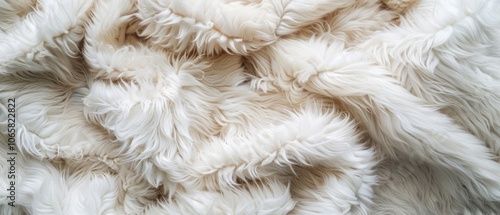 Lush, fluffy white fur creates a plush landscape of warmth and comfort, draping softly with tactile appeal.
