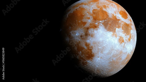 A breathtaking look at a celestial body showcasing its rugged surface features and colors photo