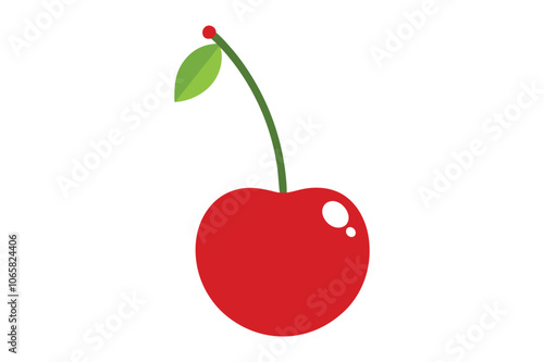 Cherry whole and sliced on a white background vector illustration.