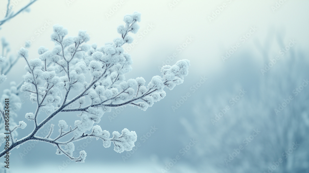 Minimalistic Winter Background with Snowy Branches Minimalistic Winter Background with Snowy Branches