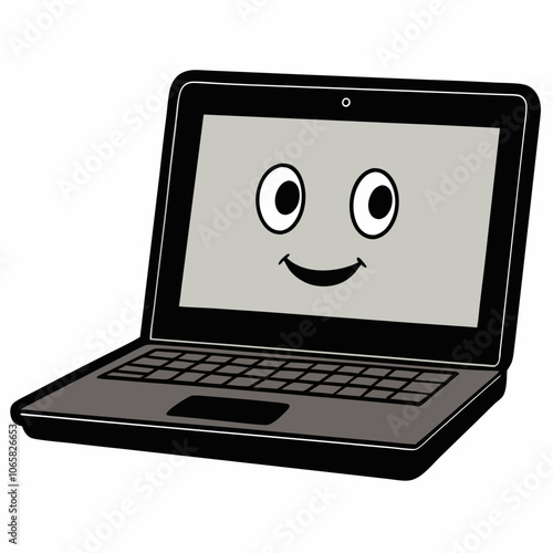 A beautiful black laptop silhouette vector style with white background