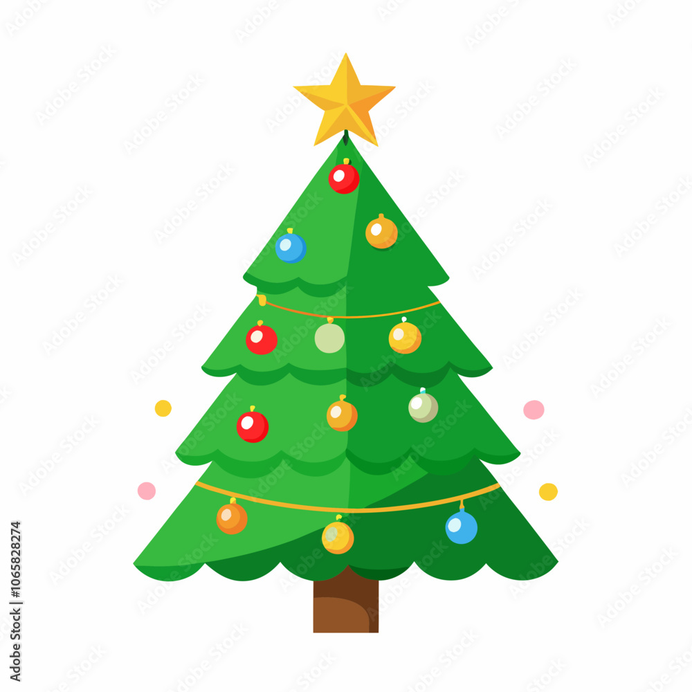 Fototapeta premium lighting Christmas tree vector style with withe background