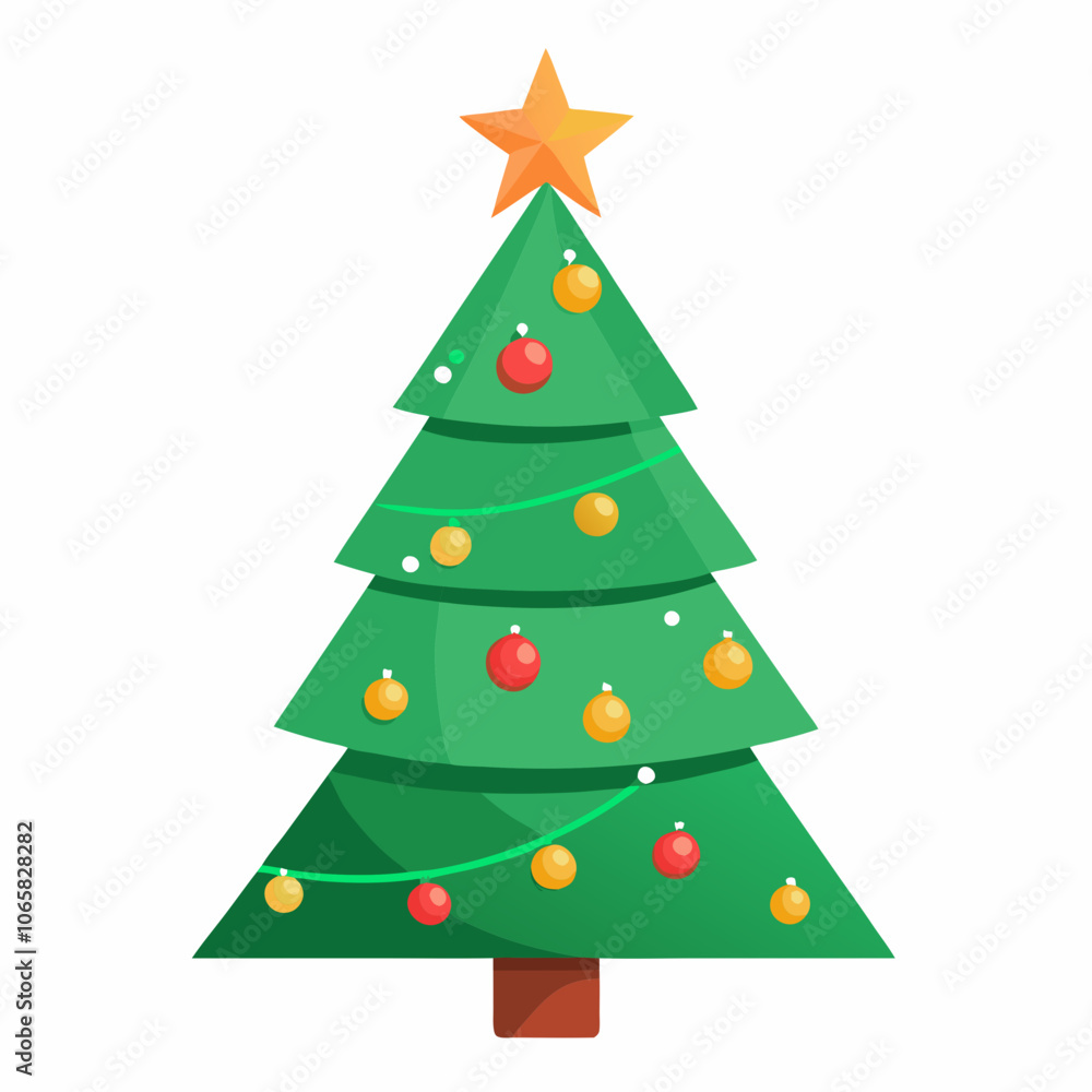 Fototapeta premium lighting Christmas tree vector style with withe background