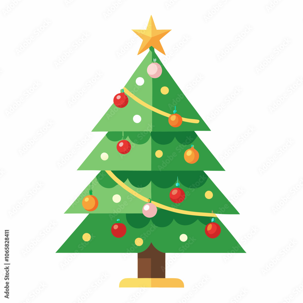 Fototapeta premium lighting Christmas tree vector style with withe background