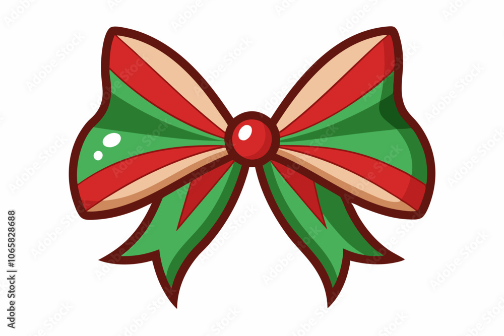 Fototapeta premium Christmas bow vector illustration an white background