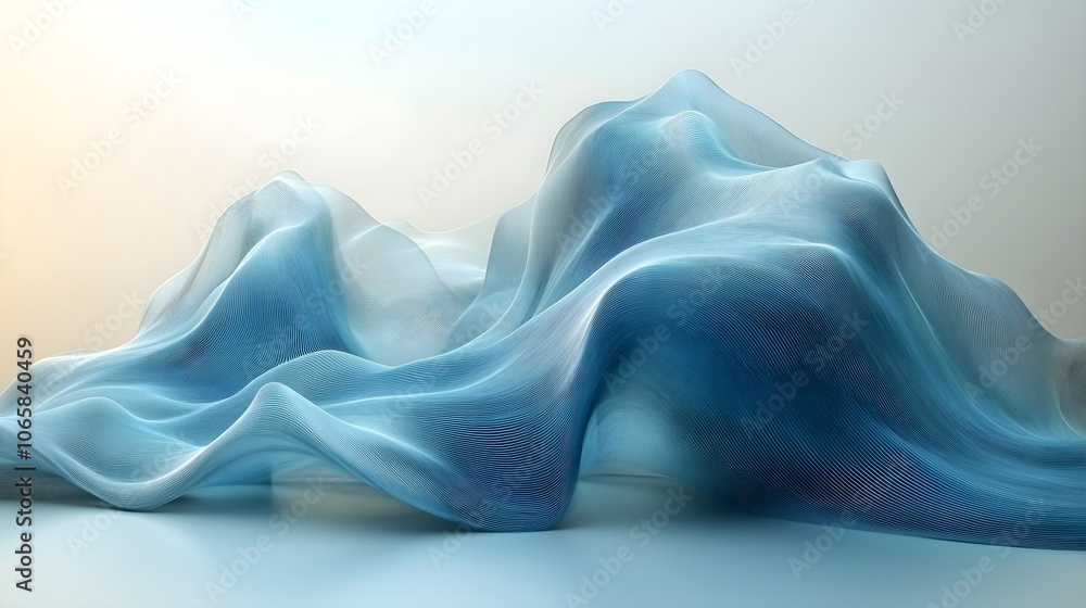 Obraz premium Abstract waves in calming blue tone