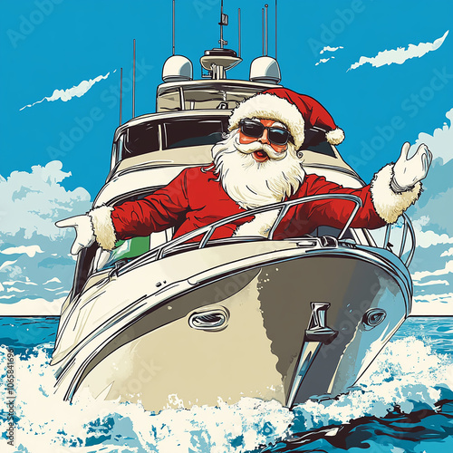 Santa Claus on a yacht