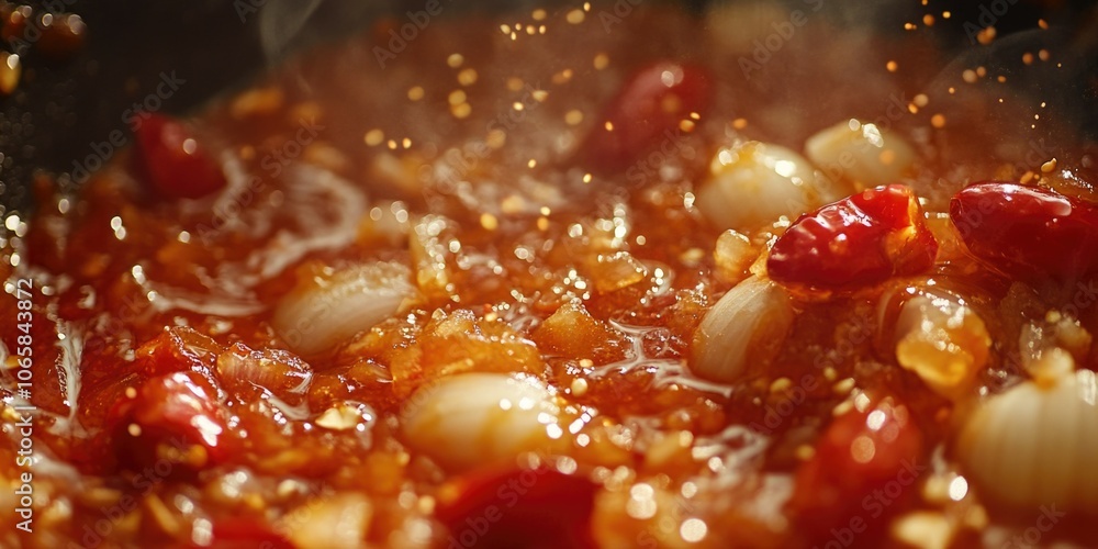 Vibrant Salsa Simmering in a Pot