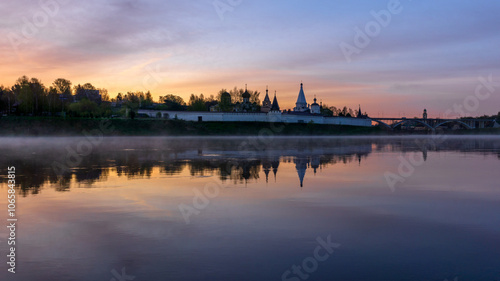 Staritsky Assumption Monastery early in the morning at dawn