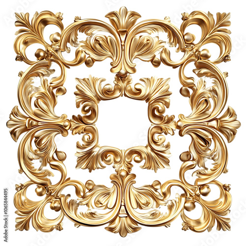 Golden luxury photo frame isolated on background