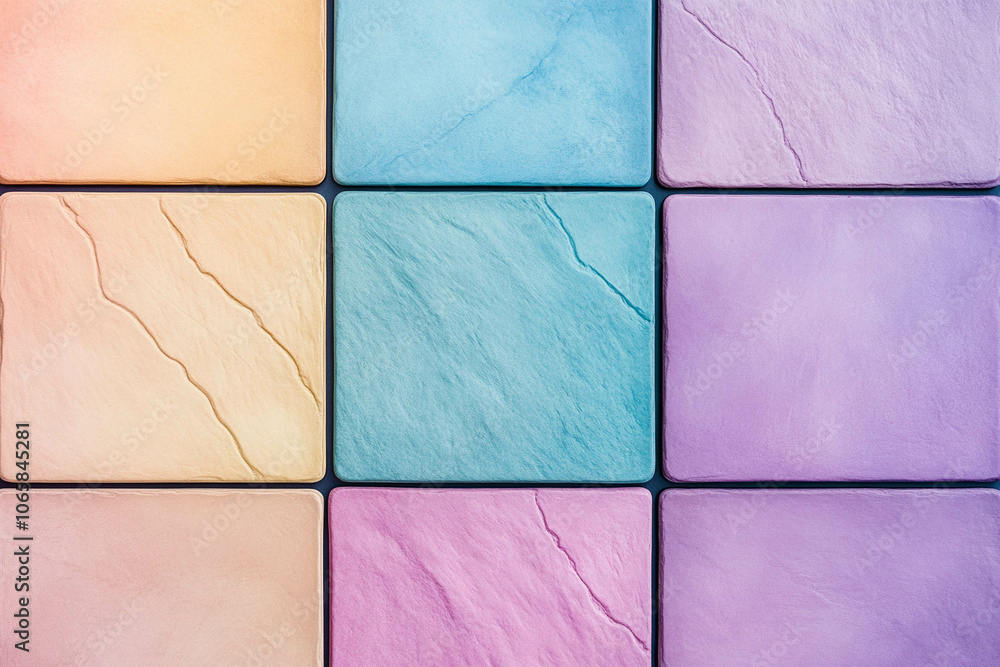 Fototapeta premium Pastel Colored Textured Tiles in a Grid