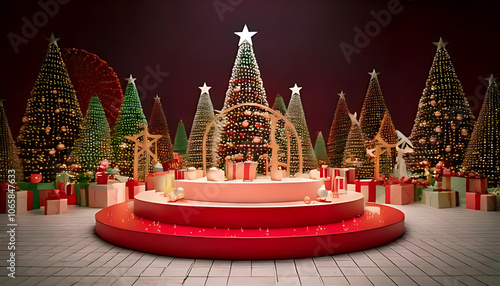 christmas podium features structure decoration display holiday events annually nationwide photo