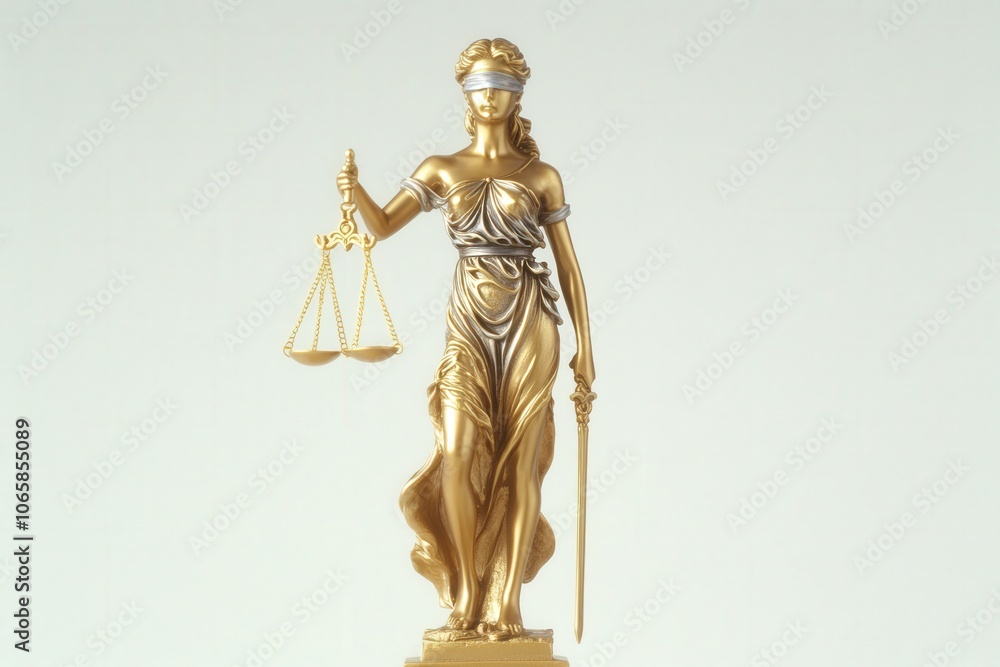 Obraz premium Statue of lady justice holding scales and sword, symbolizing fairness and the rule of law