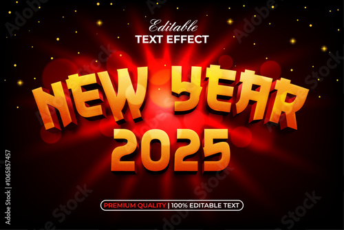 New Year 2025 Text Effect 3D Modern Style. Editable Text Effect.