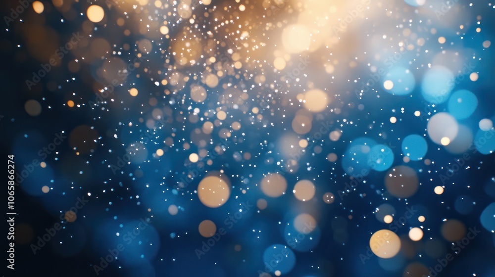 Obraz premium Background with blue bokeh and snowflake droplets, ideal for New Year and Christmas themes, featuring copy space image.