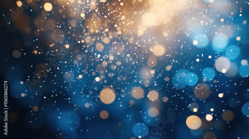 Background with blue bokeh and snowflake droplets, ideal for New Year and Christmas themes, featuring copy space image. photo