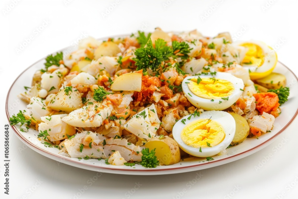 Codfish Platter with Eggs and Boiled Potatoes Codfish Platter with Eggs and Boiled Potatoes