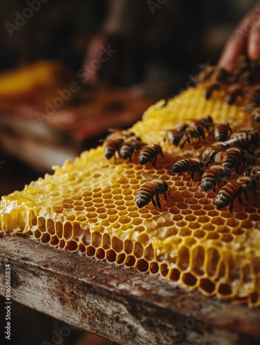 Bees on table photo